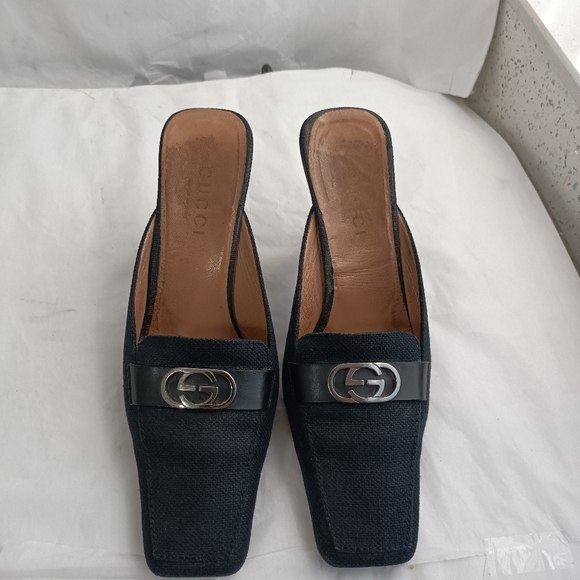 COPY - Vintage Gucci interlocking mules canvas Tom Ford Era  luxury Pumps 6.5B - Picture 1 of 16